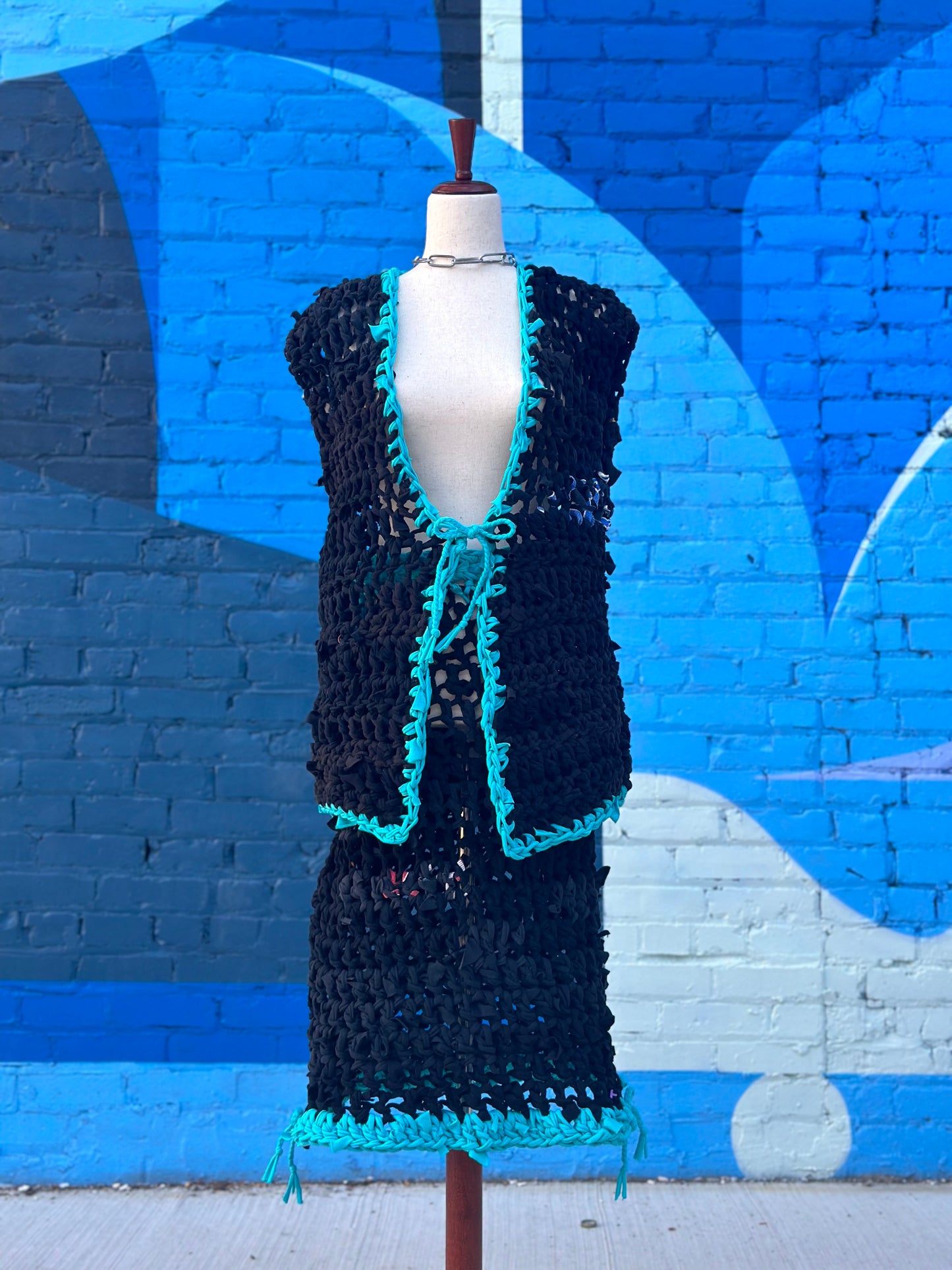 Black/Blue Crochet Set