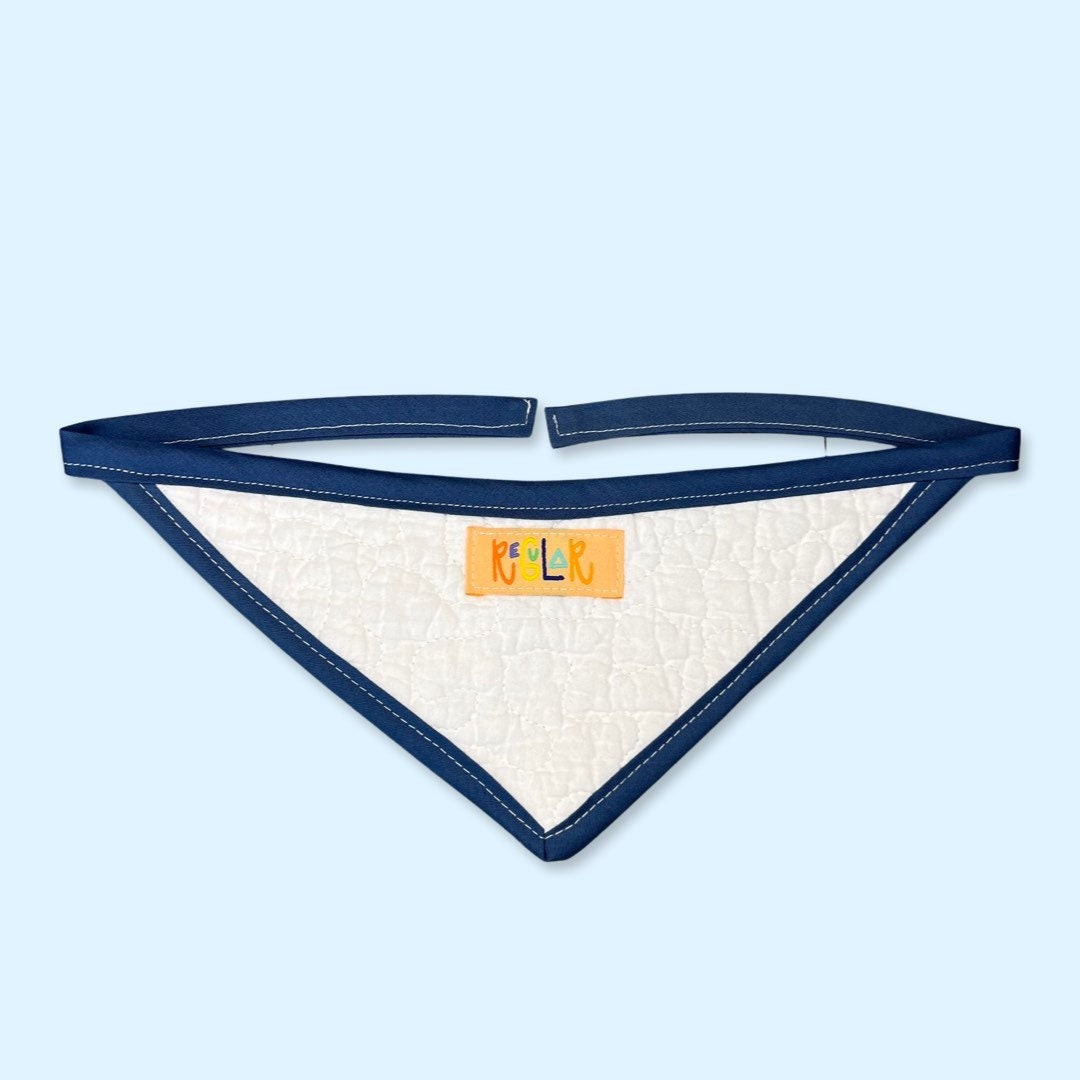 Navy/White Quilted Dog Bandana (S)