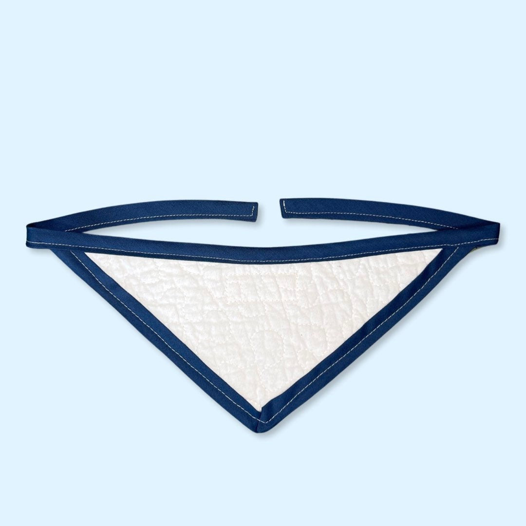Navy/White Quilted Dog Bandana (S)