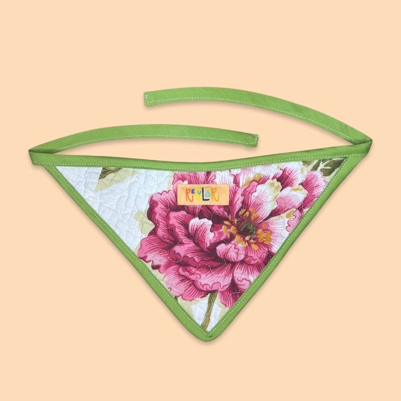Floral Quilted Dog Bandana (L)