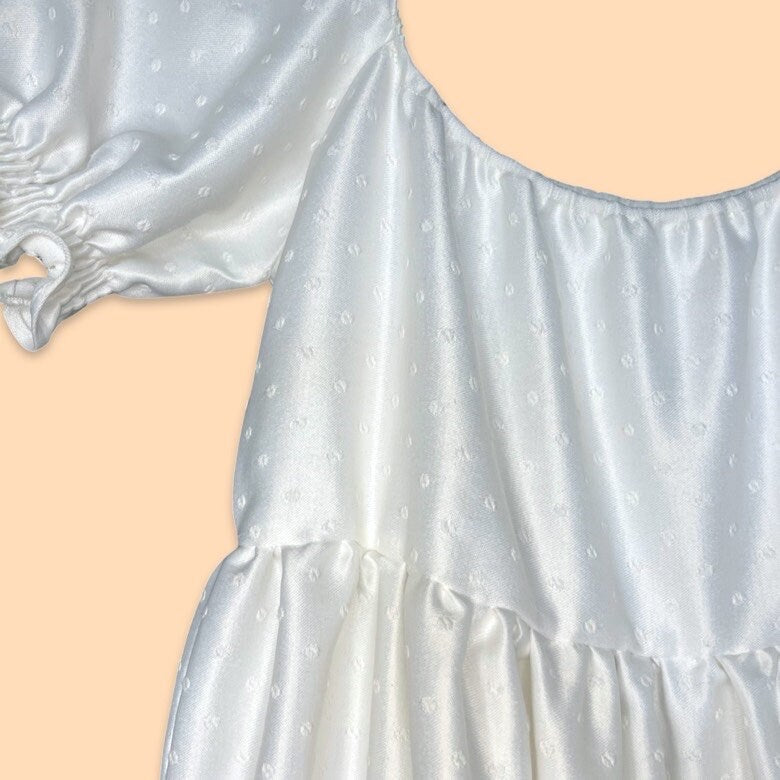 White Satin Babydoll Dress
