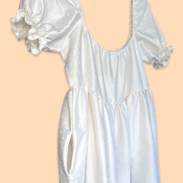 White Satin Babydoll Dress