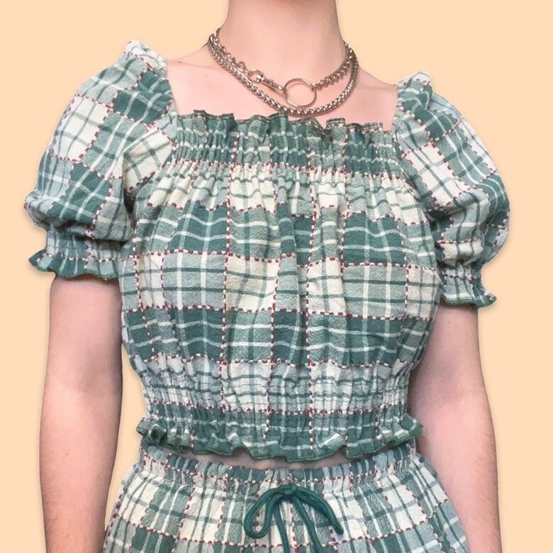 Green Plaid Shirley Top