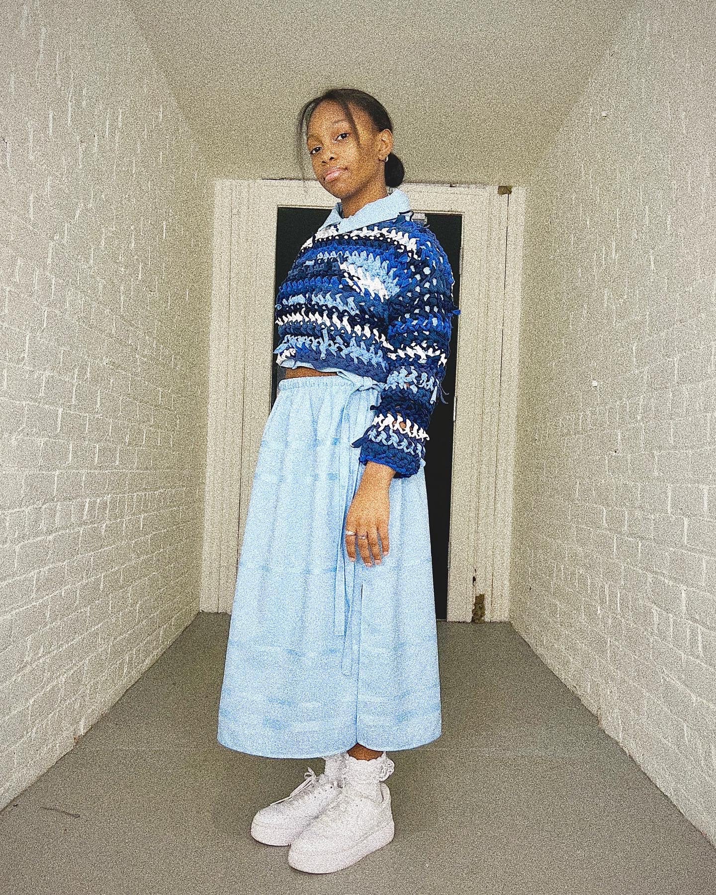 Baby Blue Midi Skirt