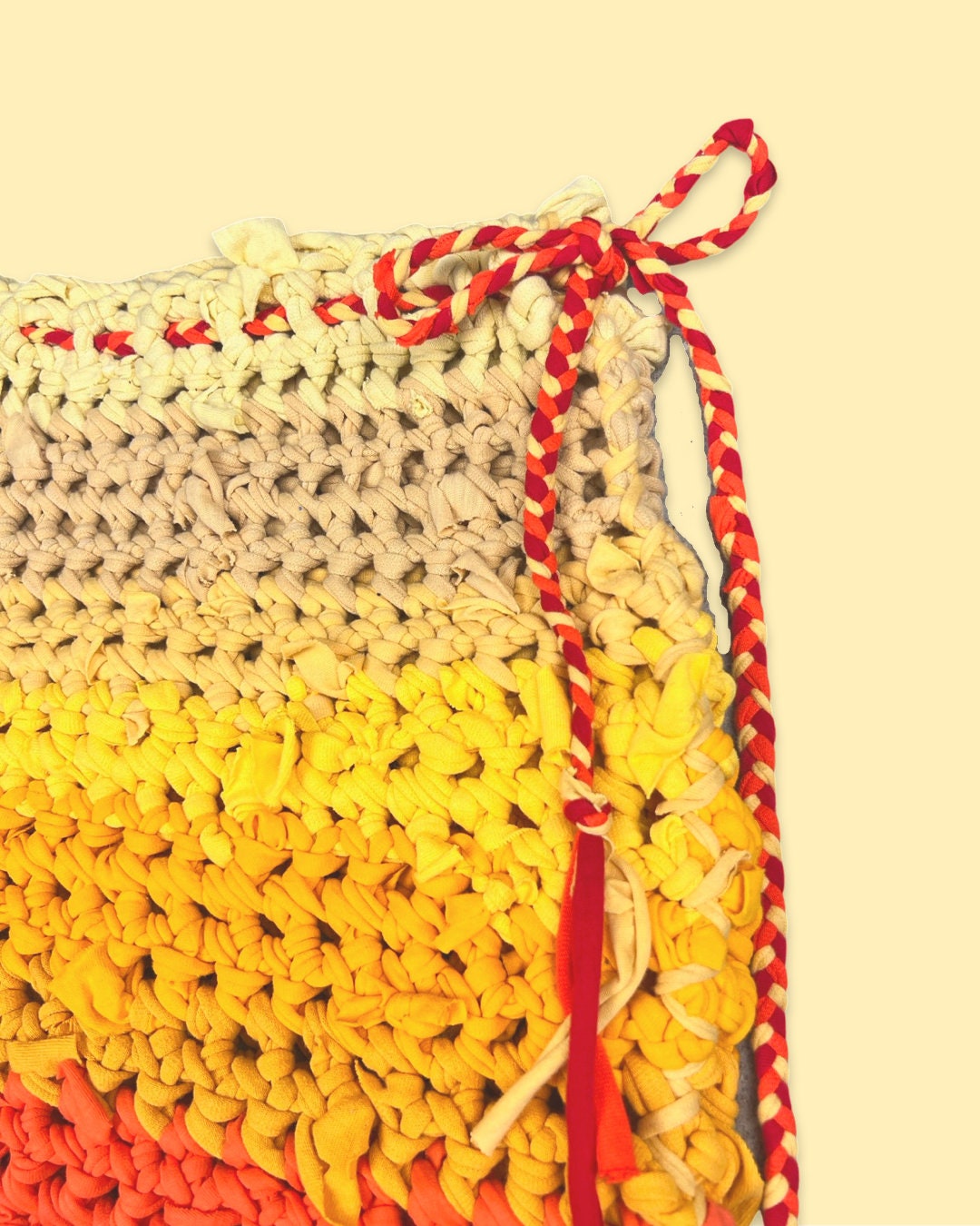 Sunset Upcycled T-shirt Yarn Crochet Mini Skirt