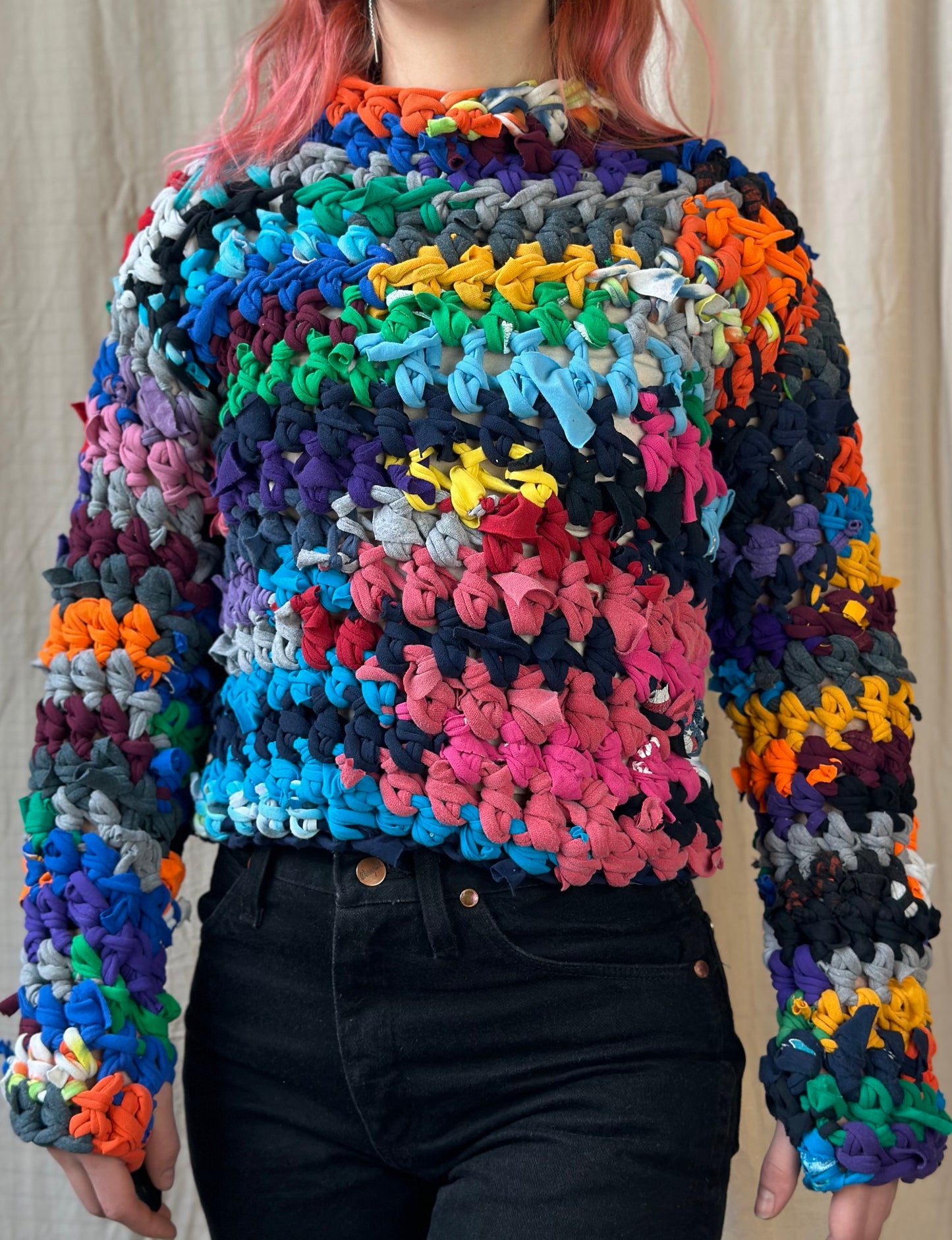 Mixed Legos Crochet Sweater