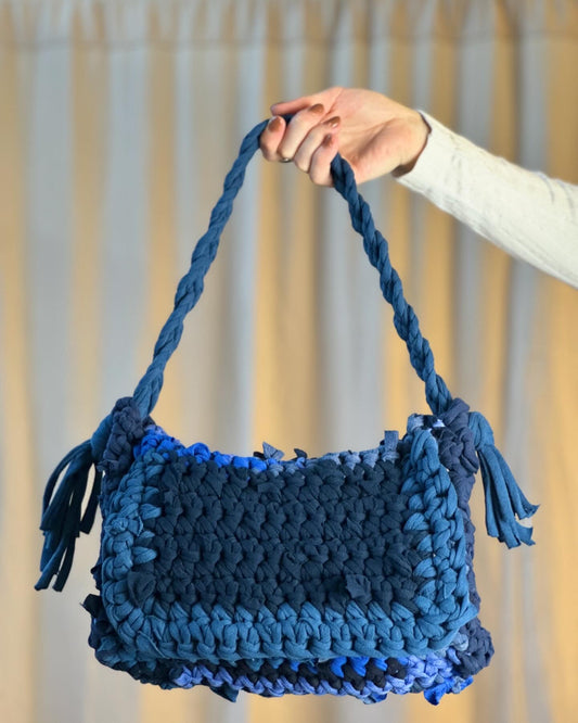 Navy Blue Crochet Shoulder Bag