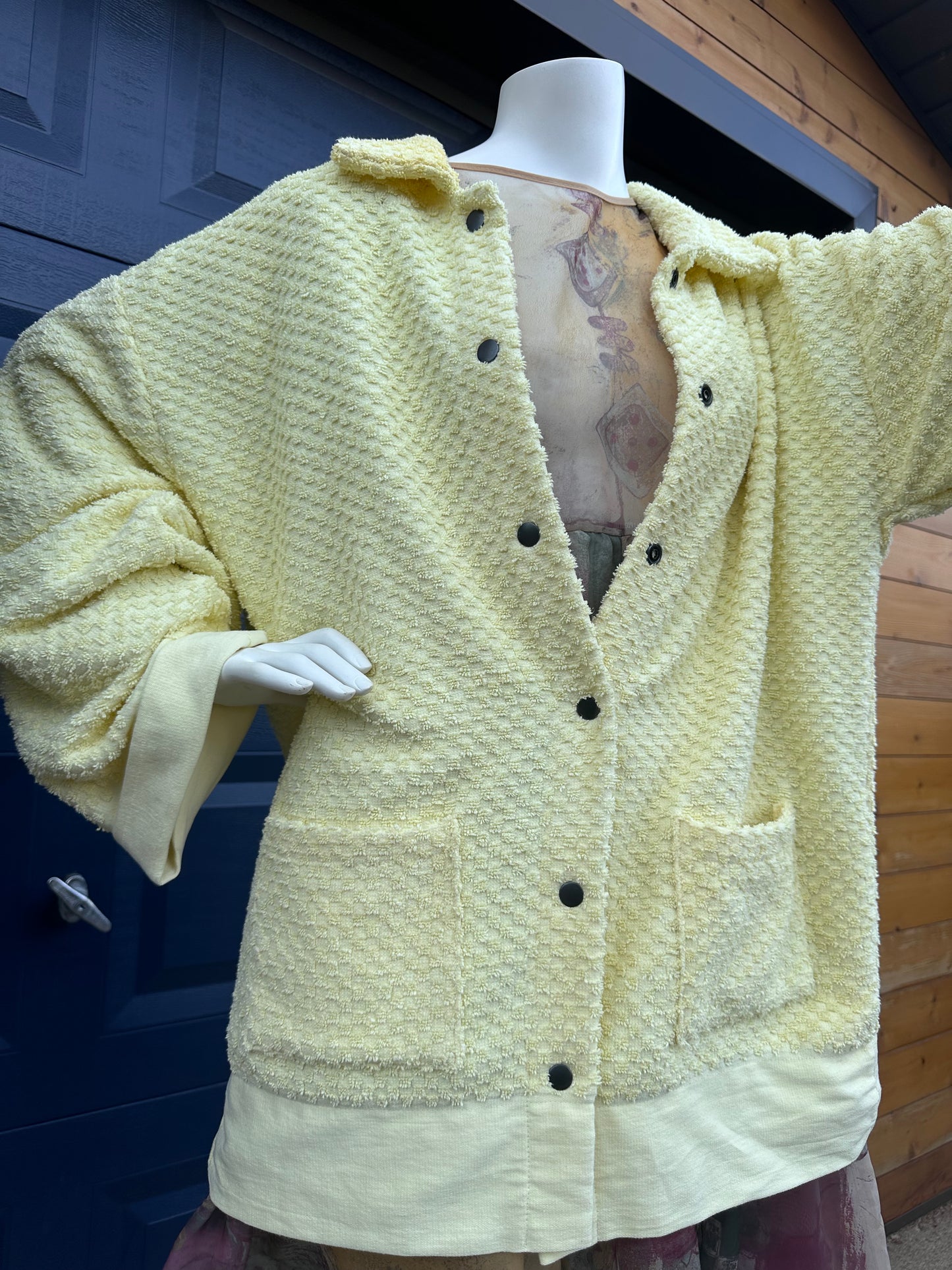 Yellow Snap Up Blanket Jacket