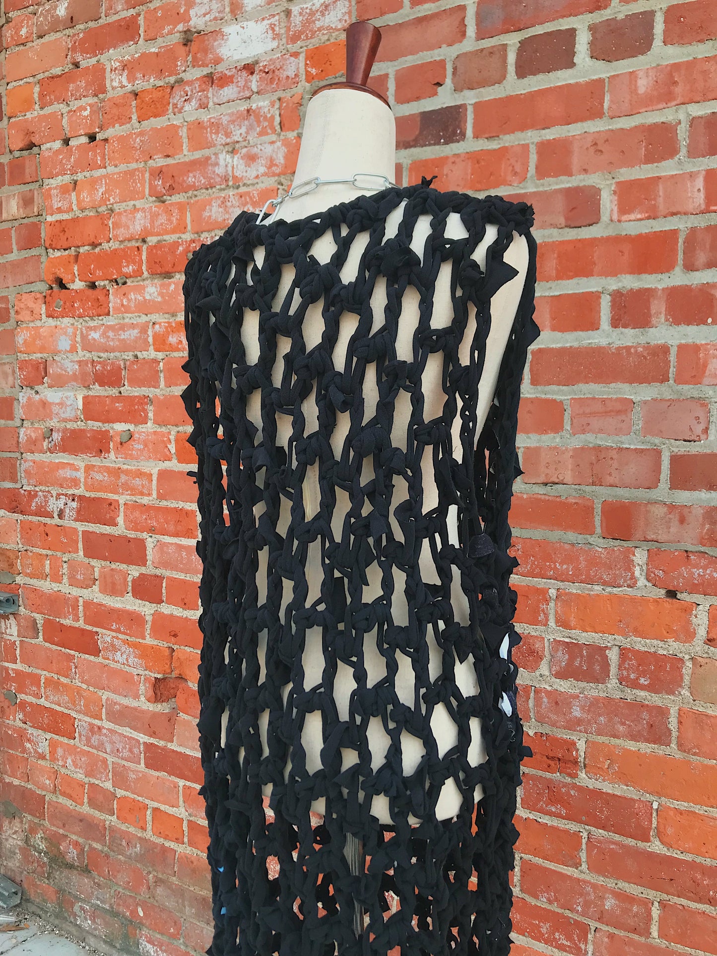 Long Black Crochet Overlay Dress