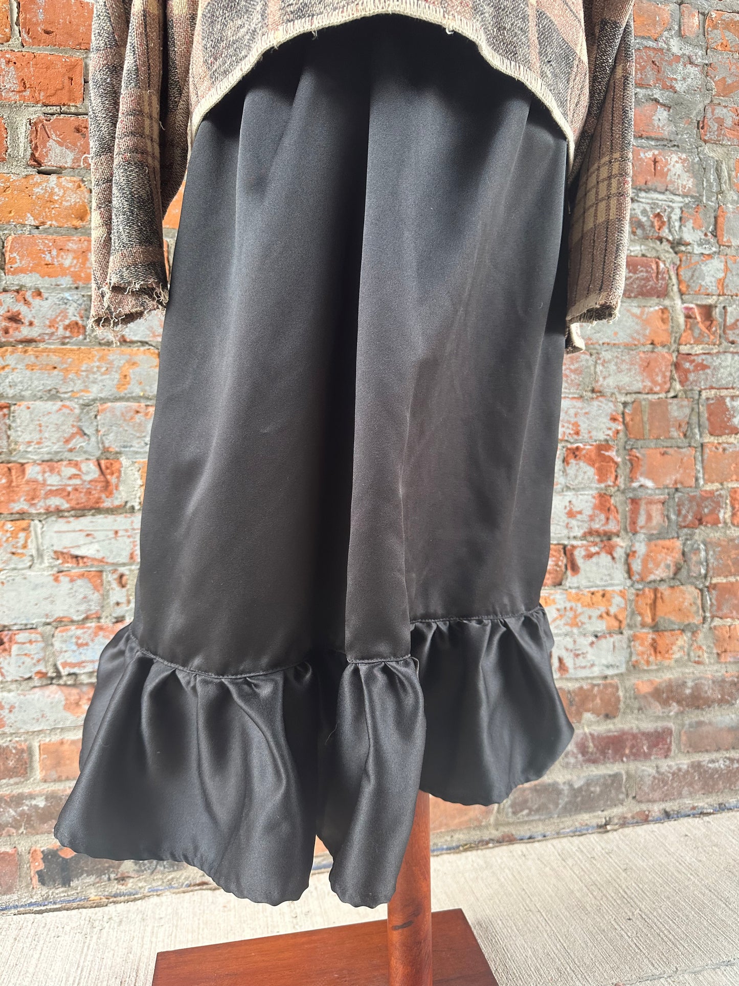 Black Satin Puckered Skirt