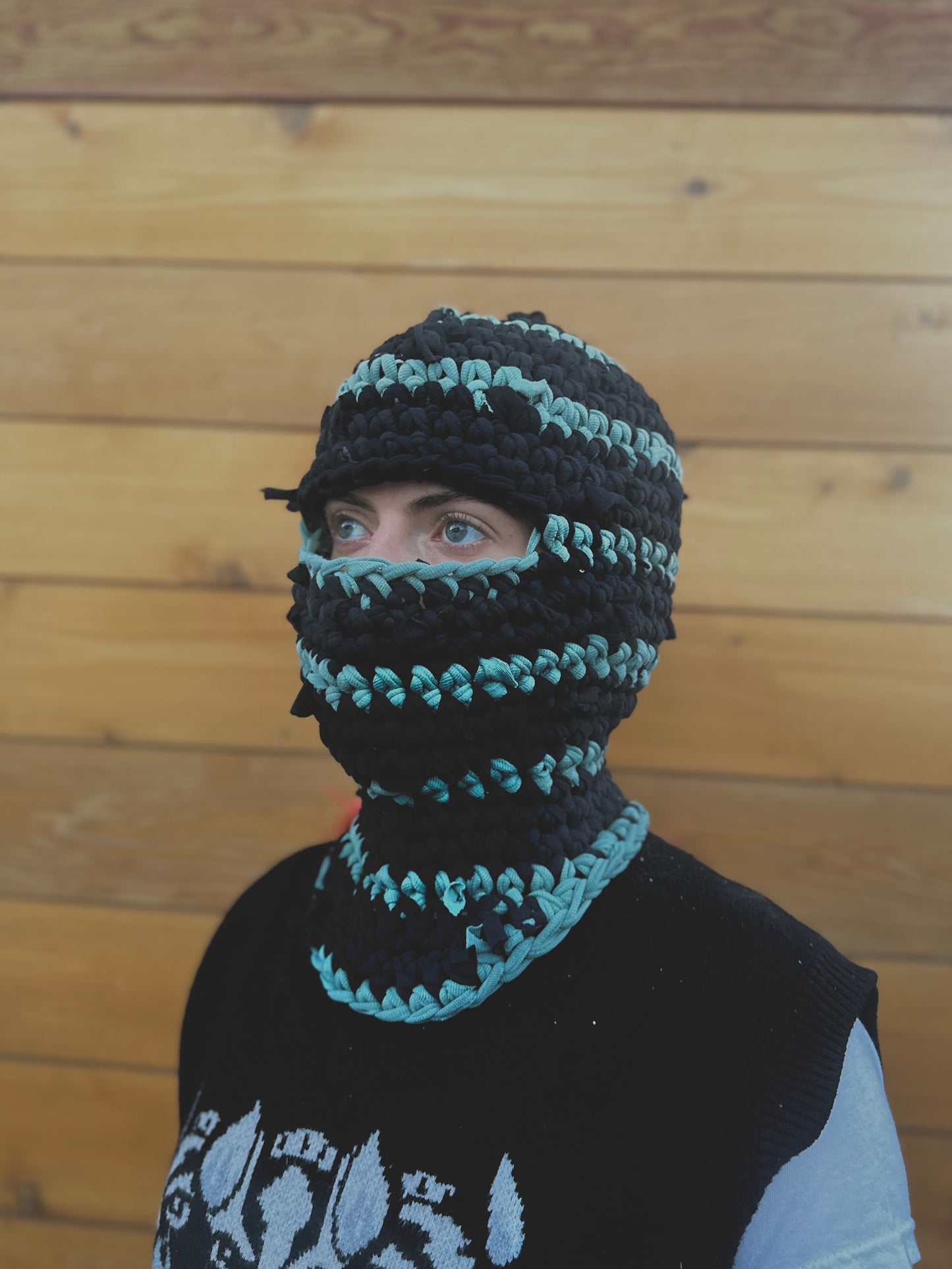 Black/Seafoam Striped Balaclava