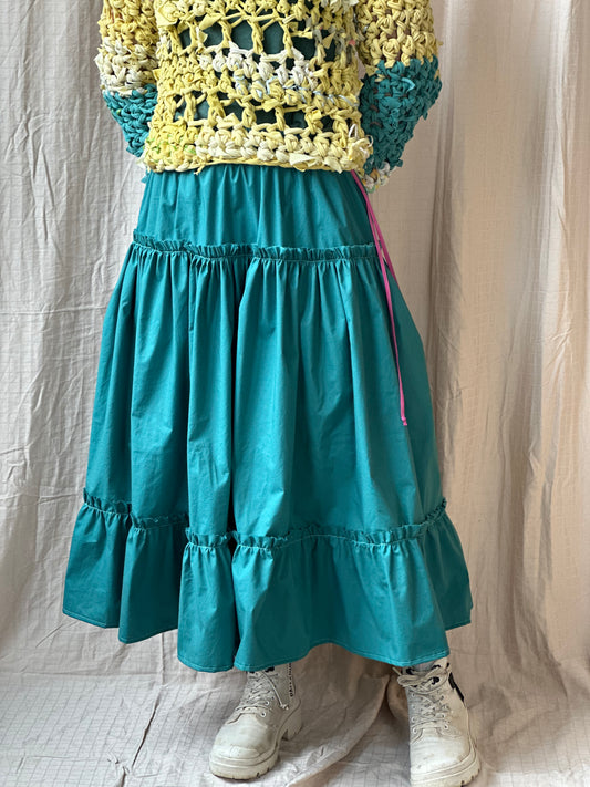 Teal Full Ruffle Skirt