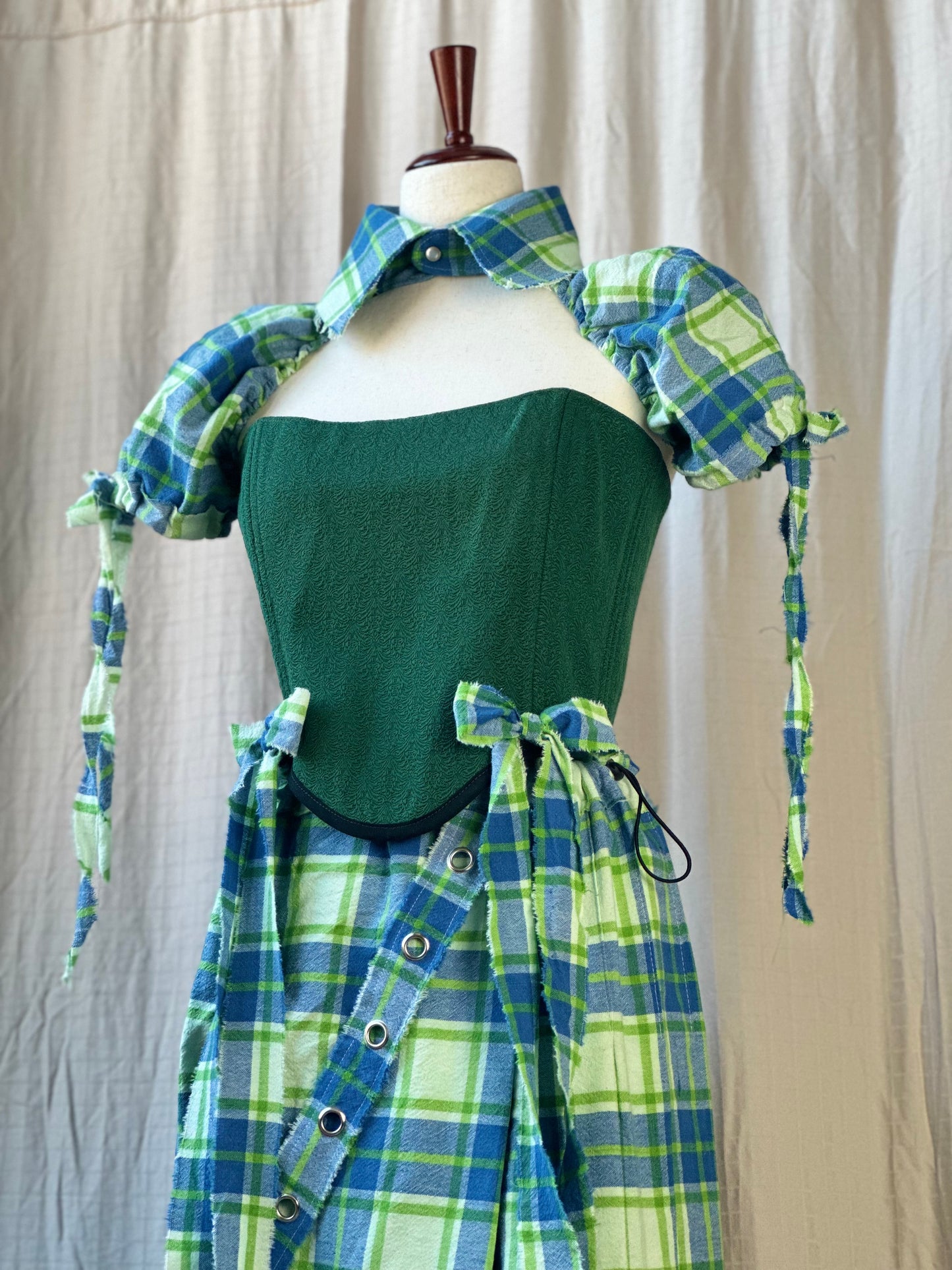 Forest Green/Plaid Bow Corset