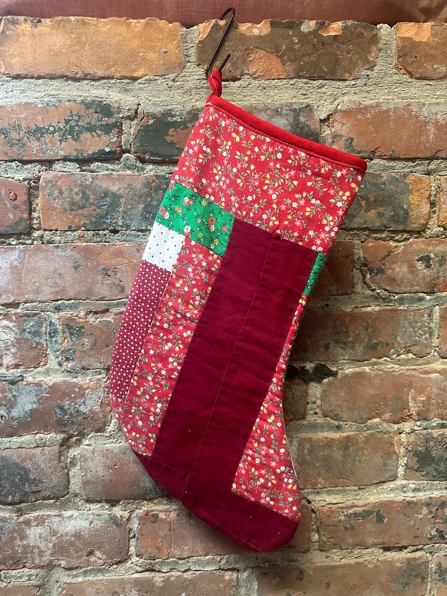 Red/Green Floral Quilted Stocking