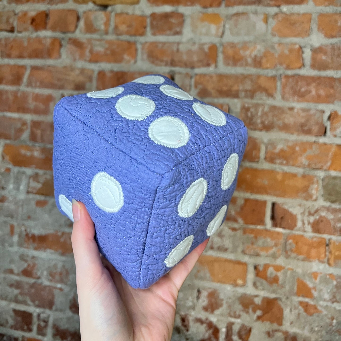 Purple/White Quilted Dice Plushie