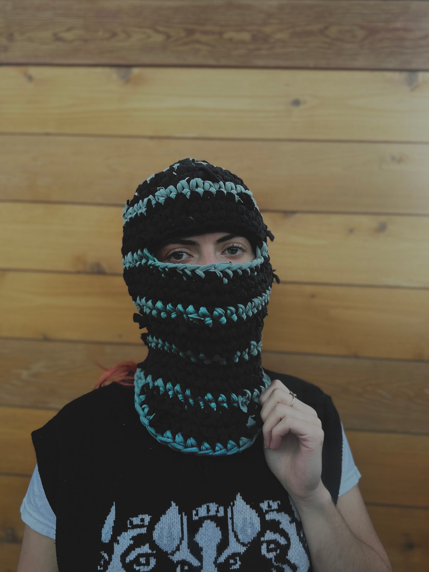 Black/Seafoam Striped Balaclava