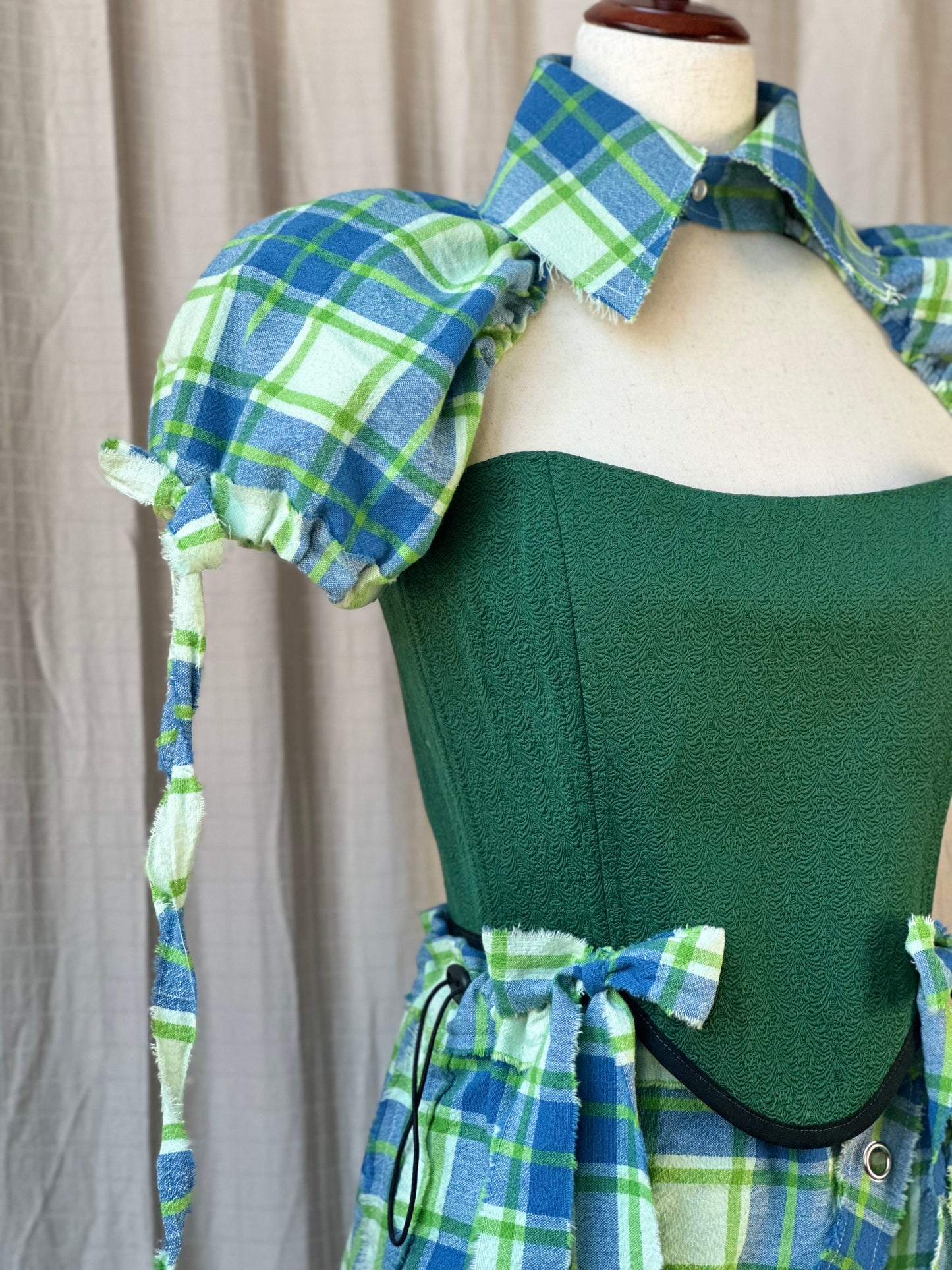 Forest Green/Plaid Bow Corset