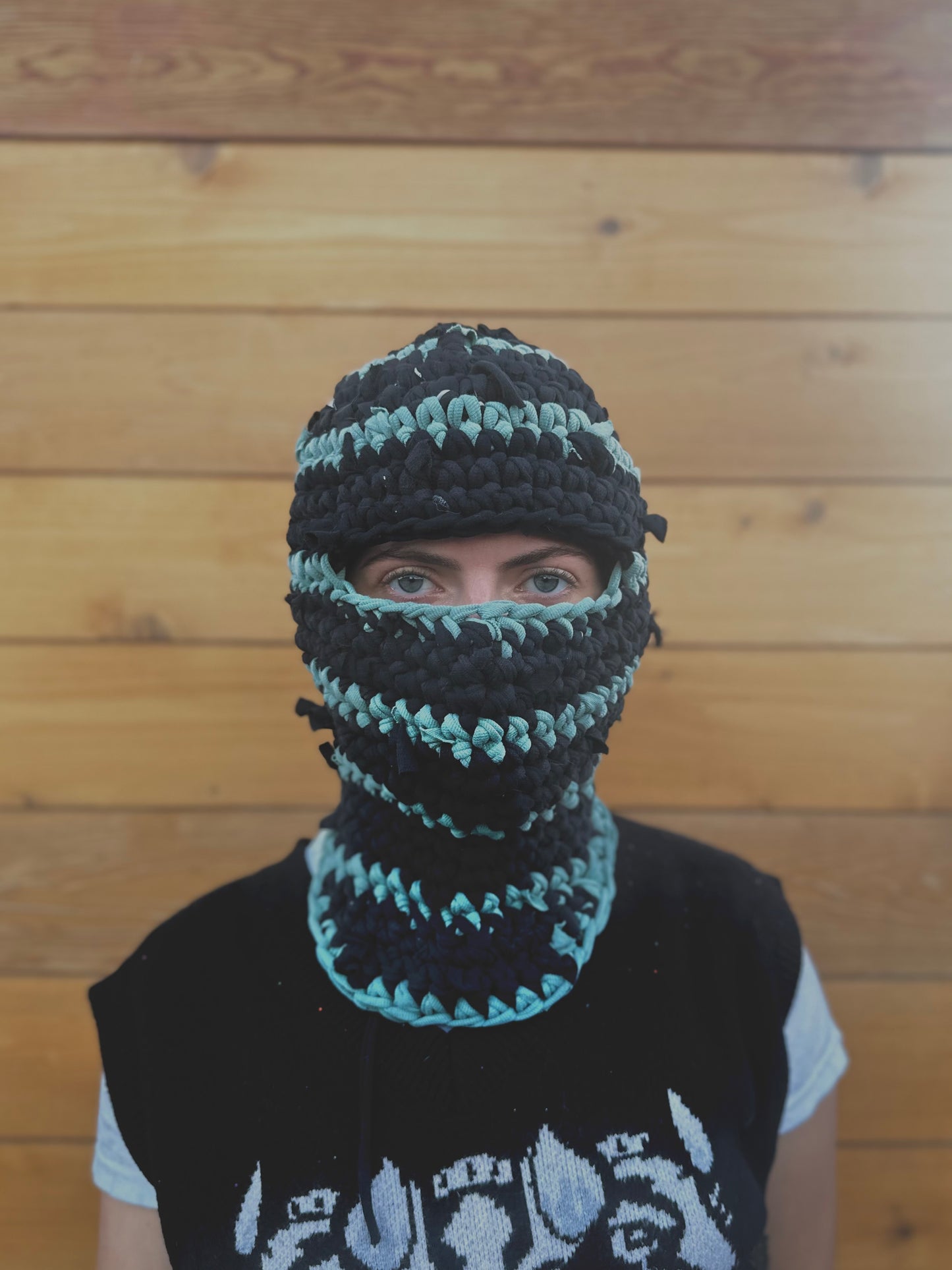 Black/Seafoam Striped Balaclava