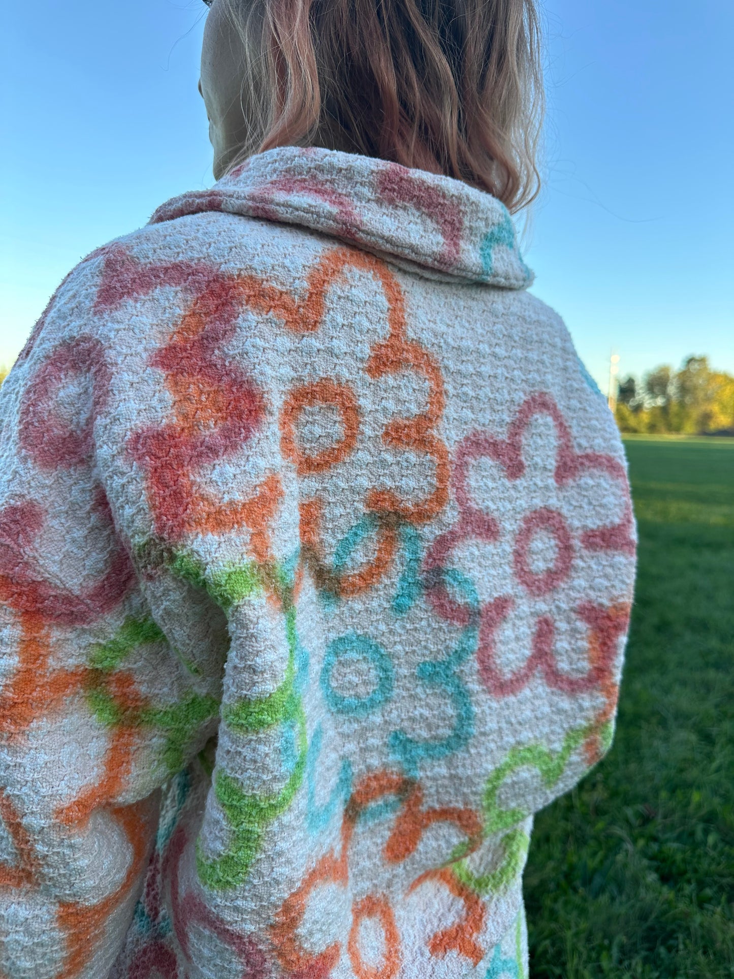 Airbrush Floral Blanket Jacket