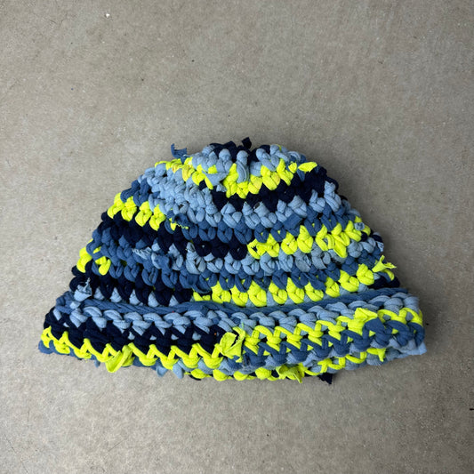 Blue/Neon Crochet Beanie