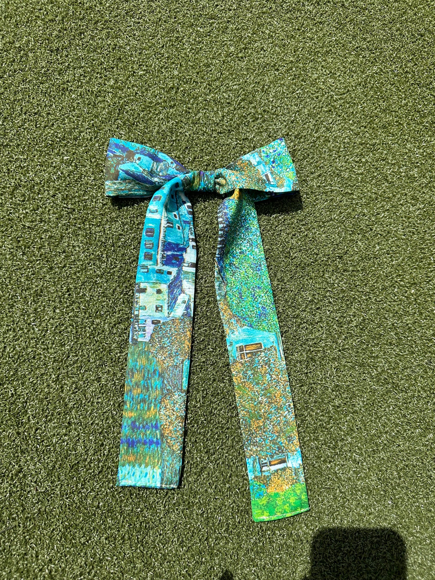 Blue/Green Bow Clip