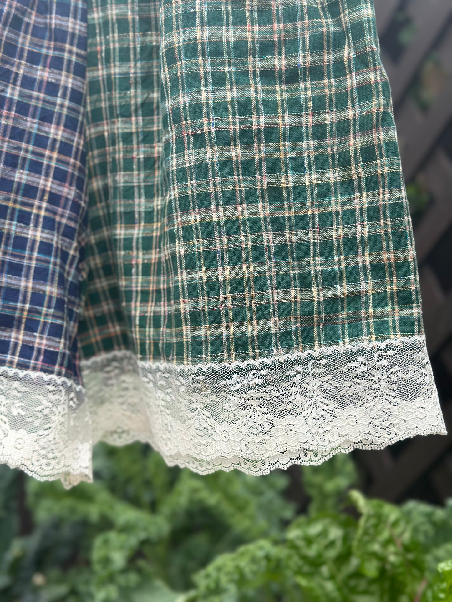 Green/Navy Plaid Lace Shorts (S)