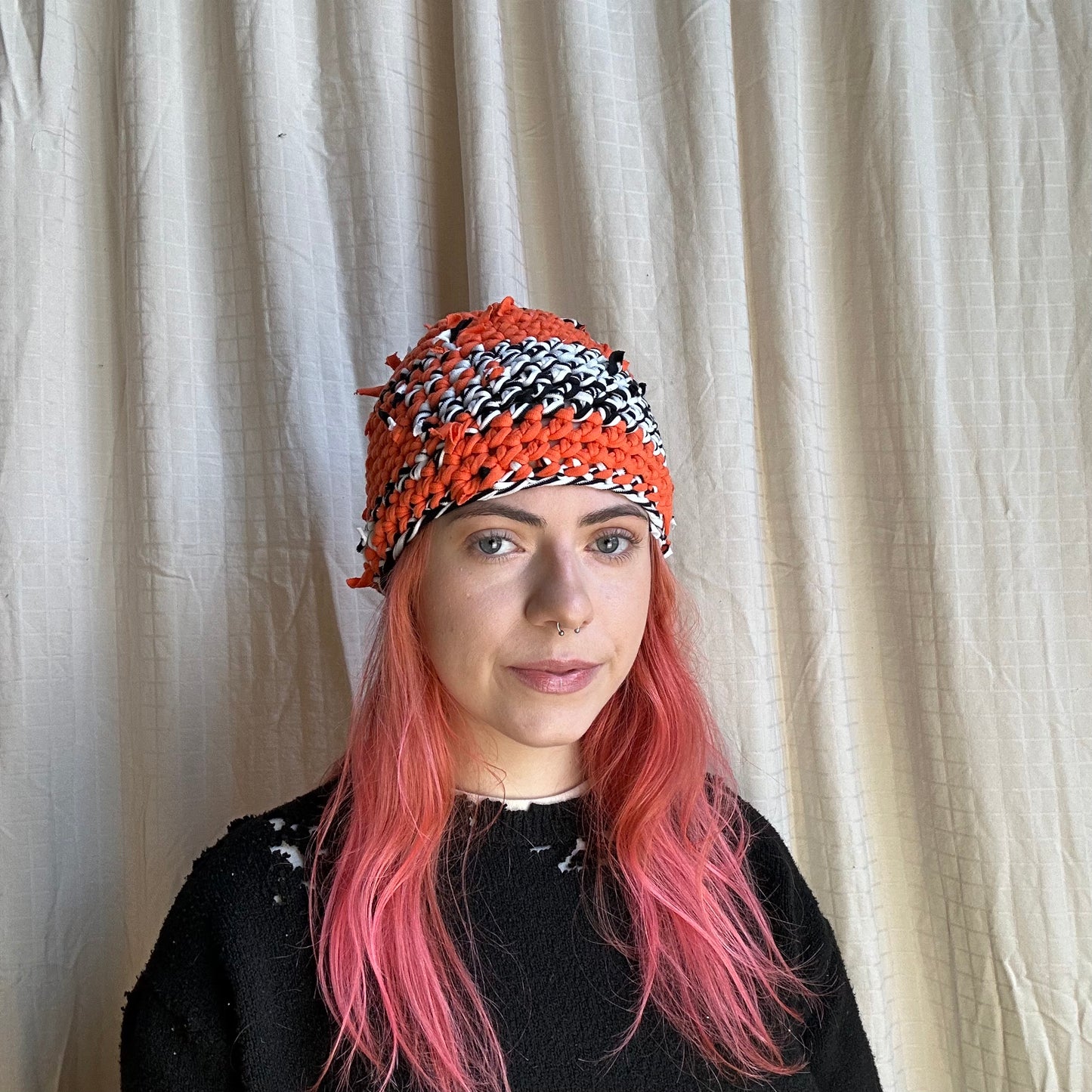 Orange/Black Crochet Skullcap