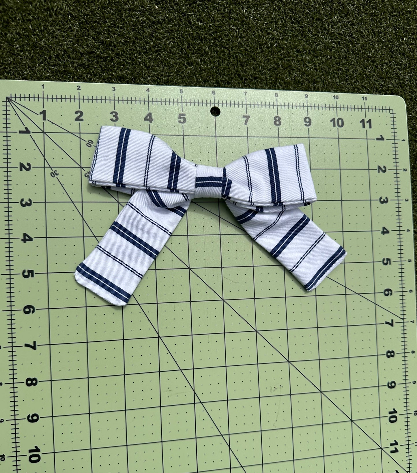 Navy/White Striped Bow Clip