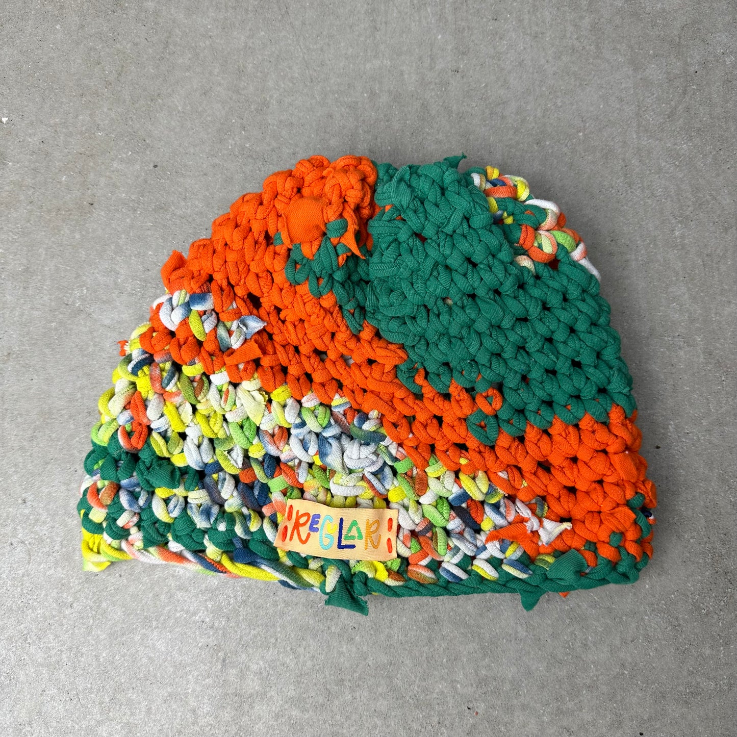 Orange/Green Crochet Skullcap
