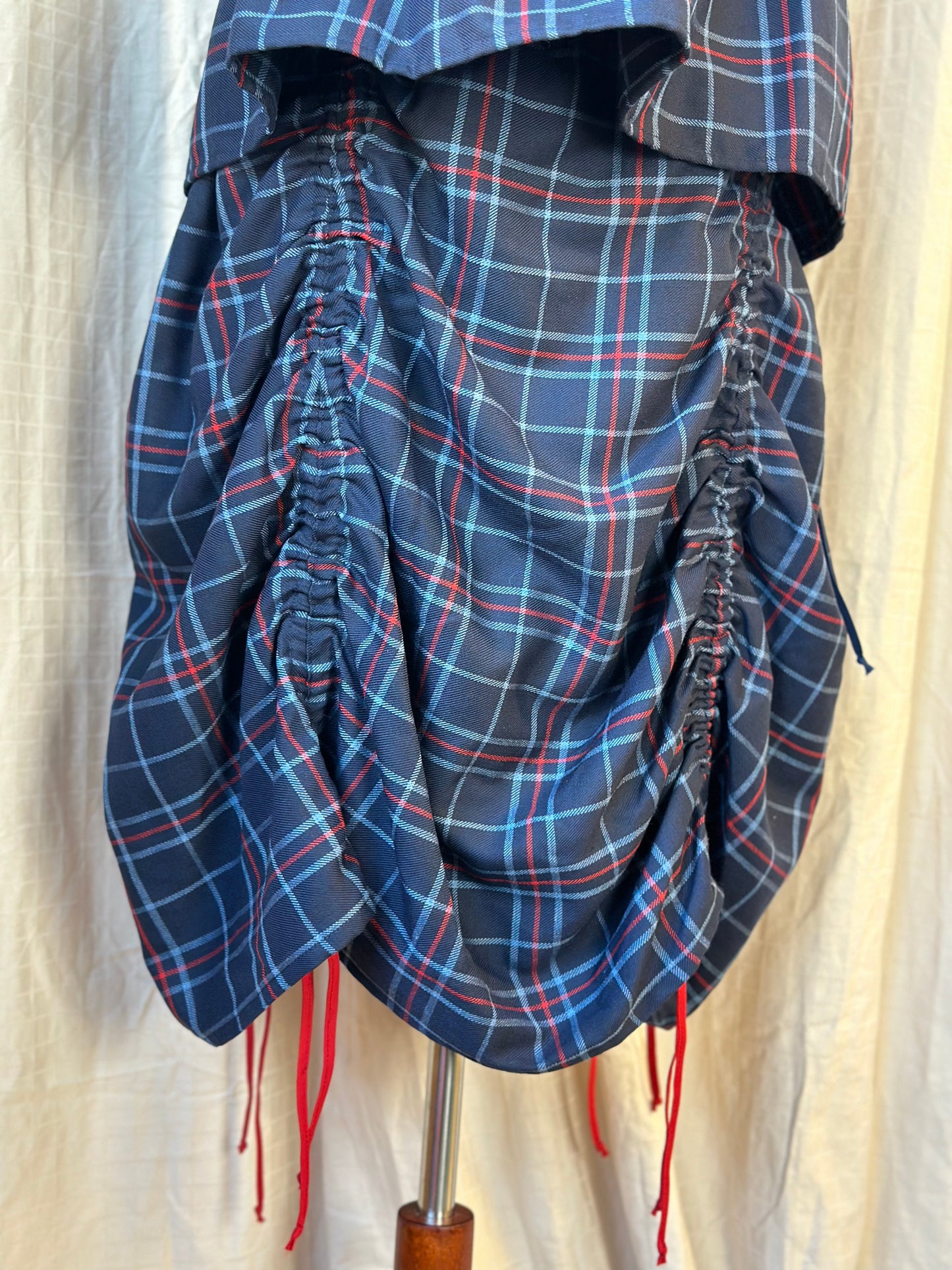 Navy/Red Plaid Parachute Skirt