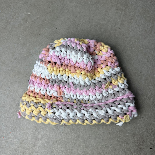 Pastel Pink/Yellow Crochet Beanie