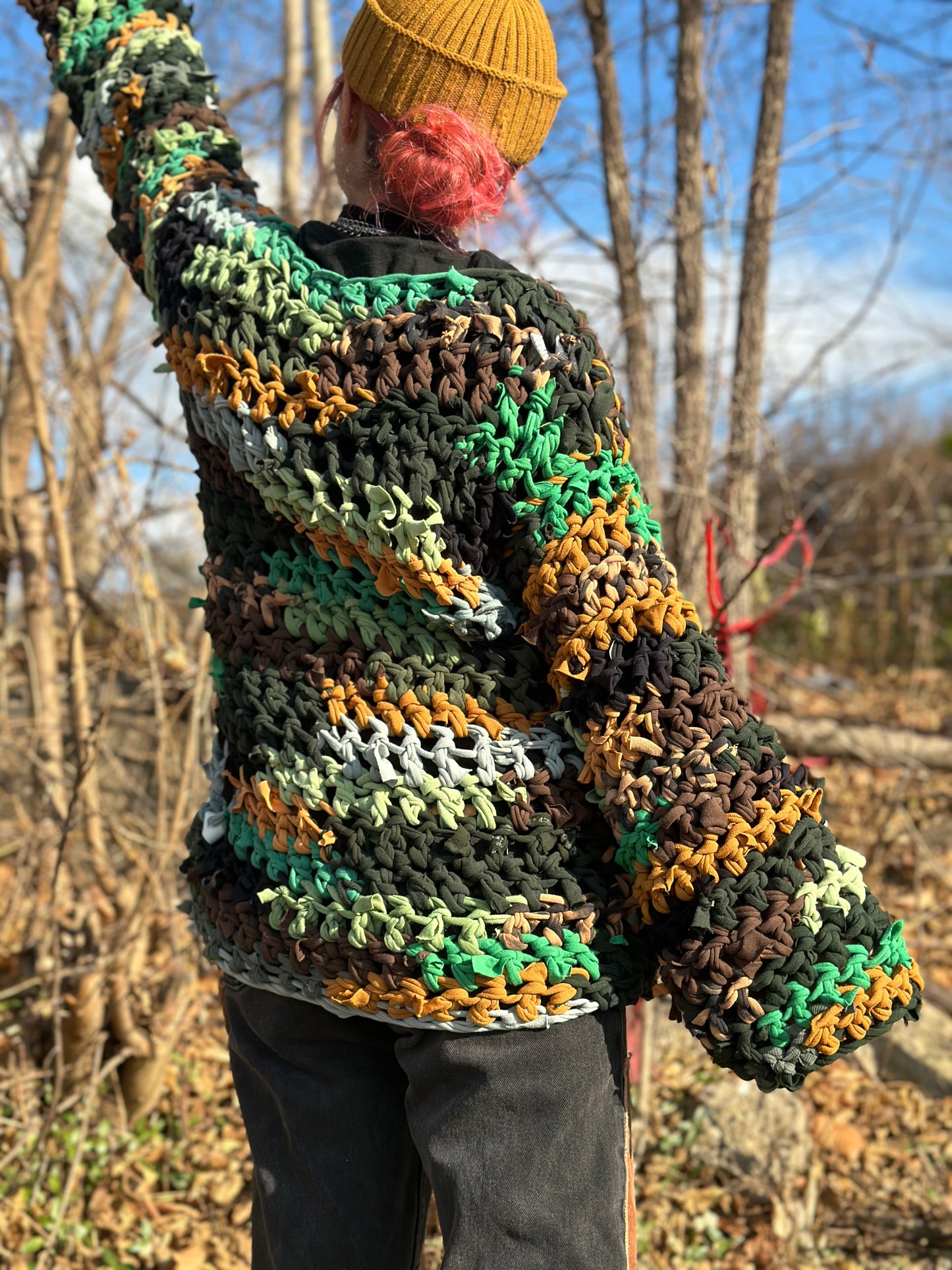Fall Camo Crochet Sweater