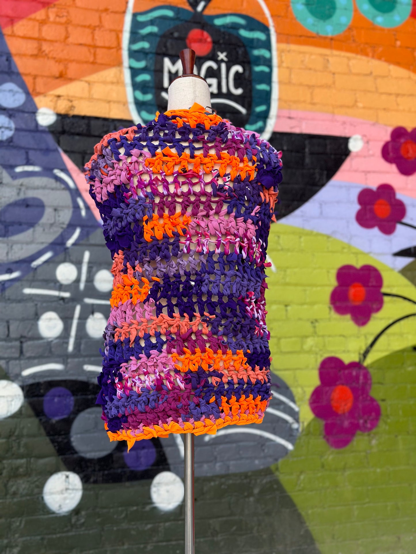 Purple/Orange Crochet Vest