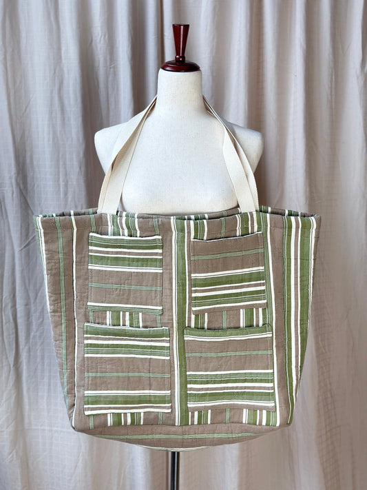 Striped Quilted Monster Tote