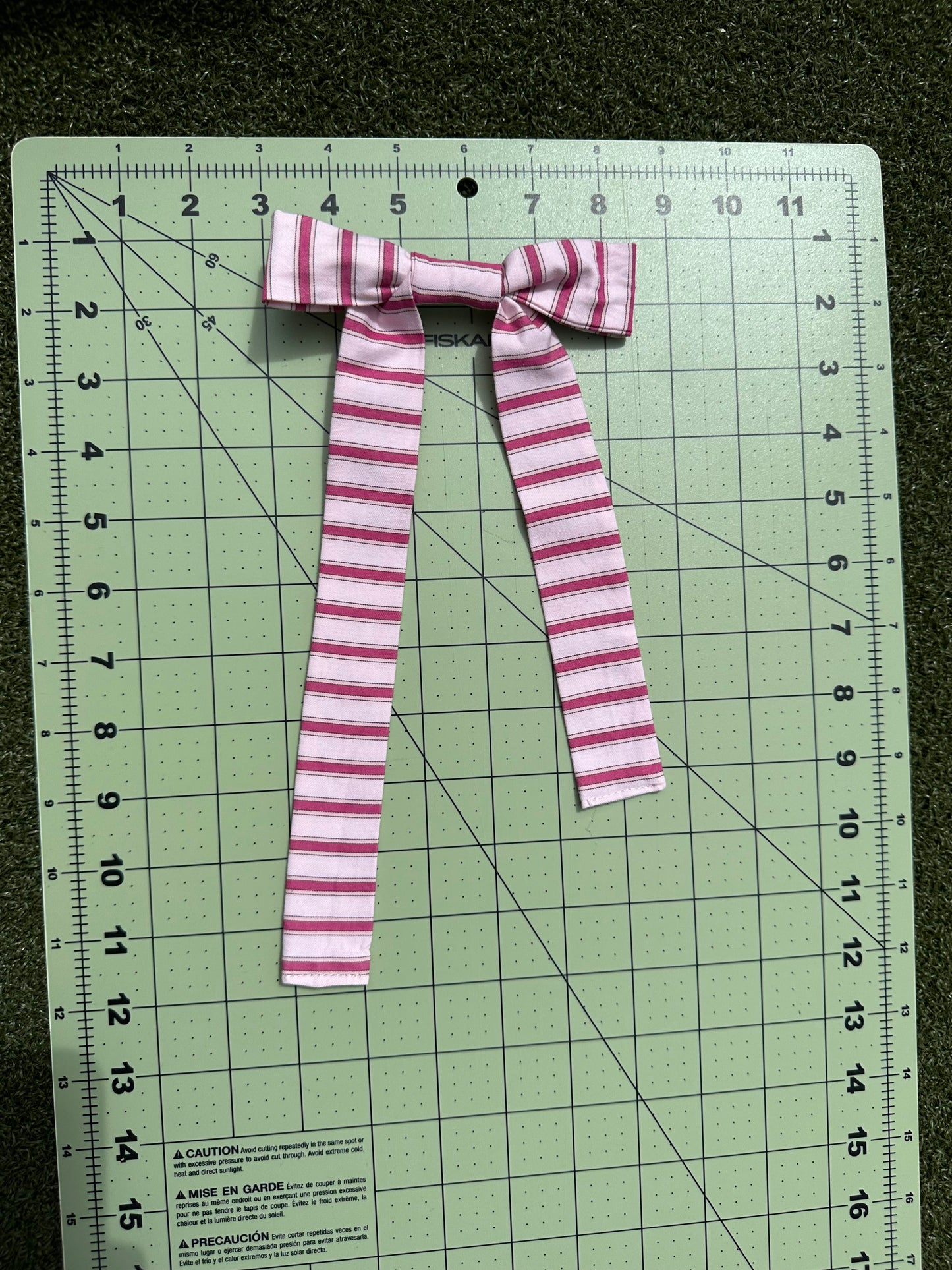 Pink Striped Bow Clip