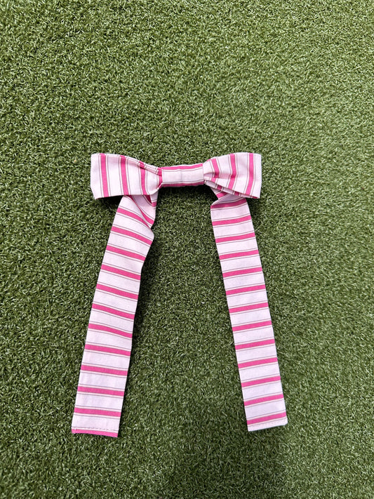 Pink Striped Bow Clip