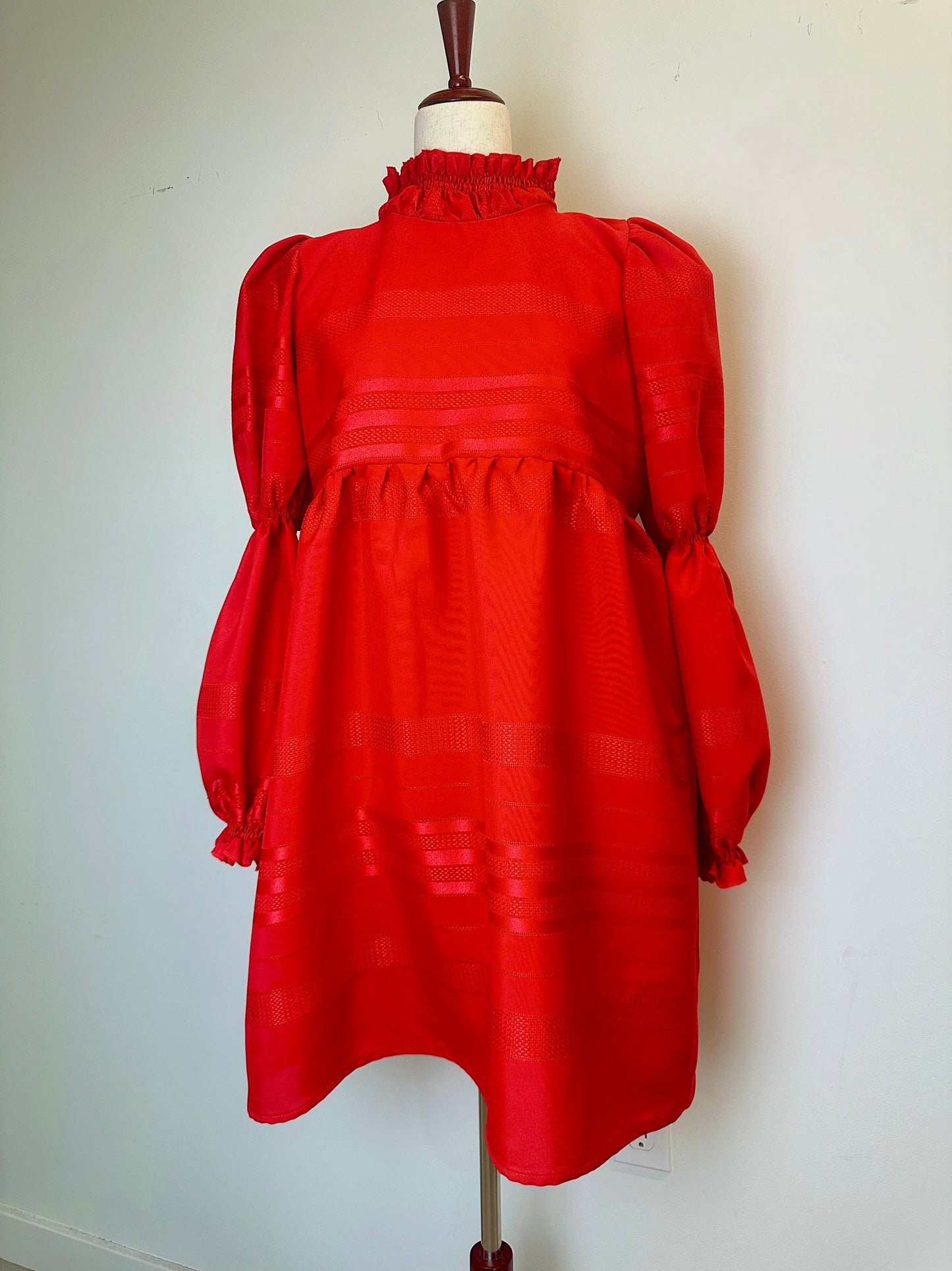 Red Bubble Sleeve Dress