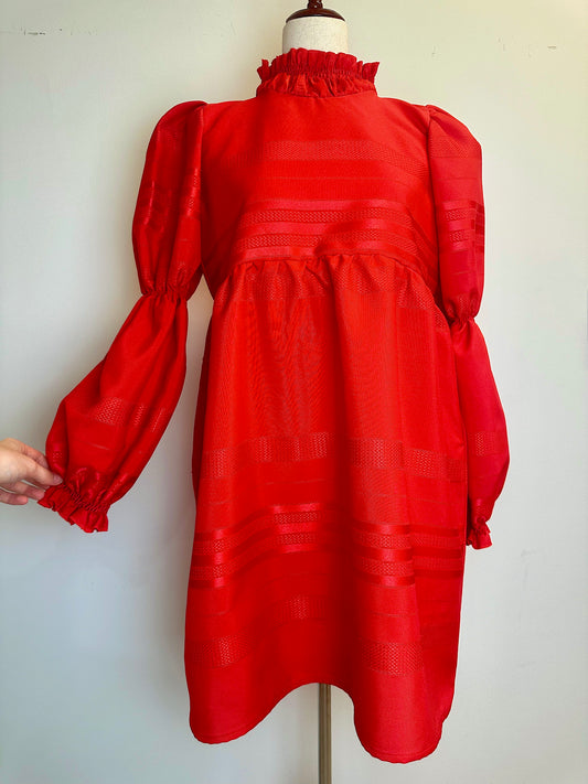 Red Bubble Sleeve Dress