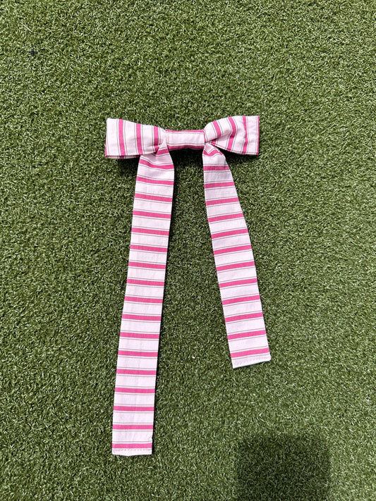 Pink Striped Bow Clip