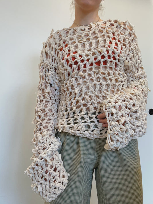 Coffee Dyed Crochet Sweater