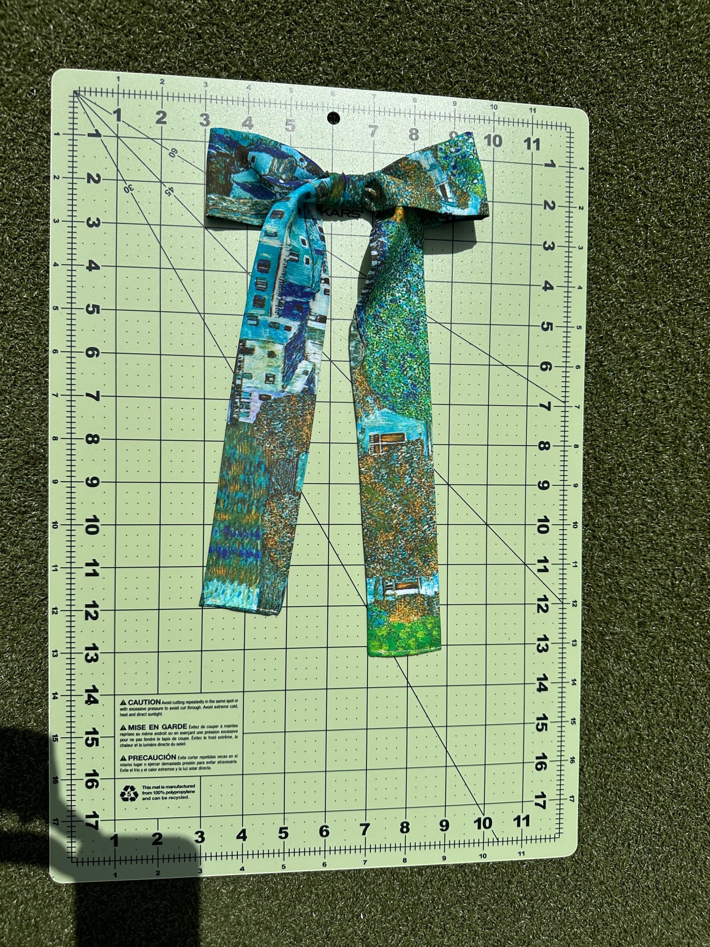 Blue/Green Bow Clip