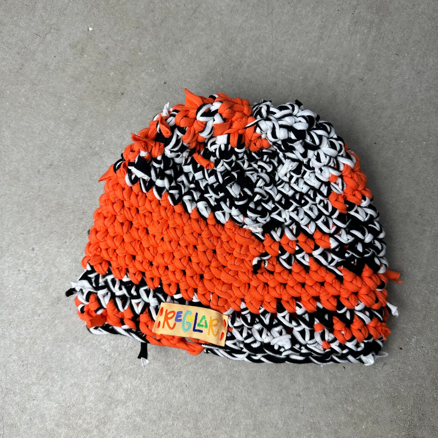 Orange/Black Crochet Skullcap