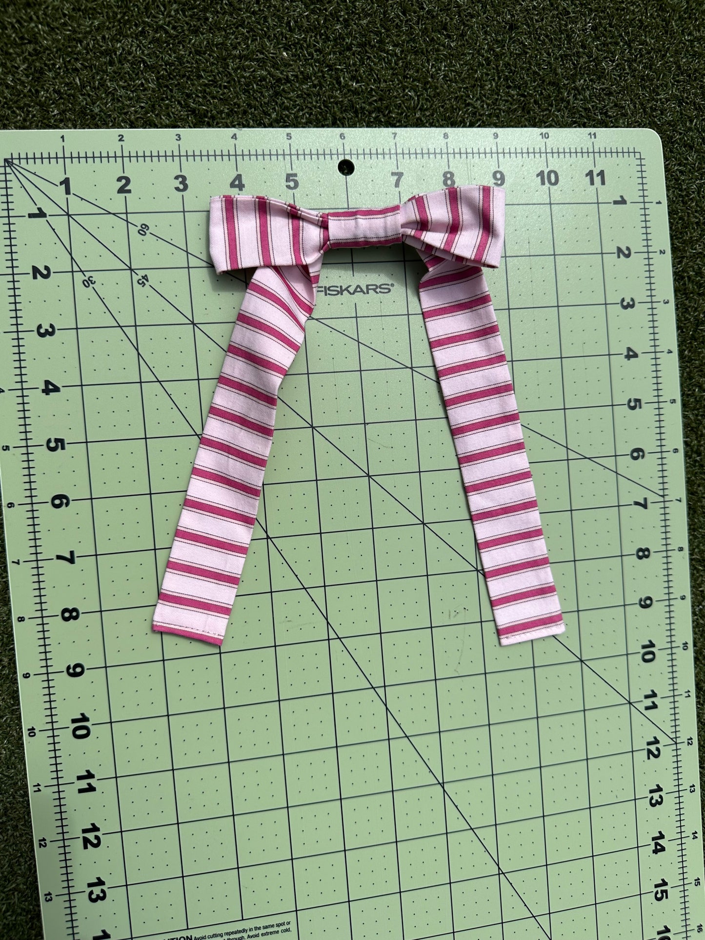 Pink Striped Bow Clip