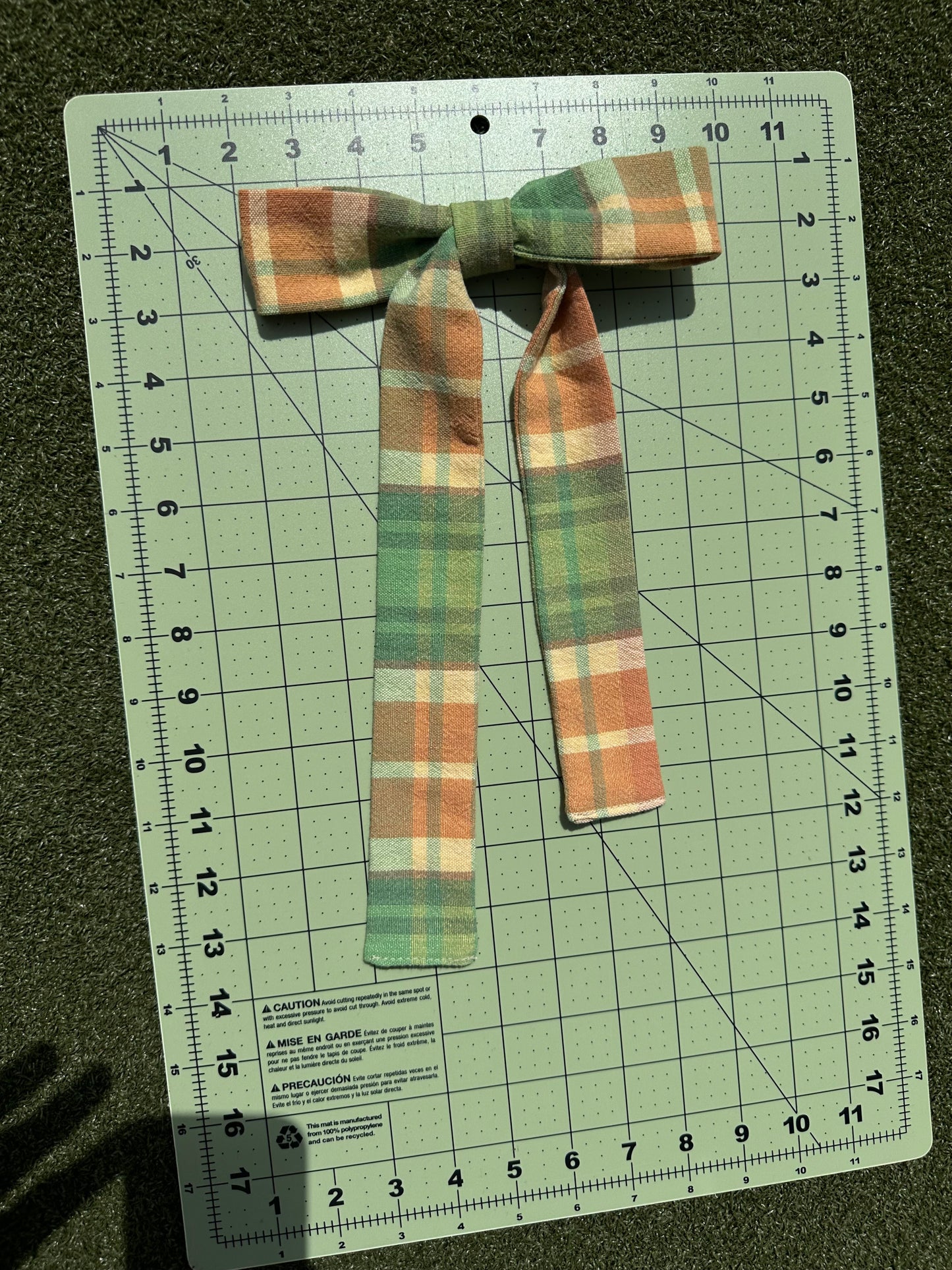 Orange/Green Plaid Bow Clip