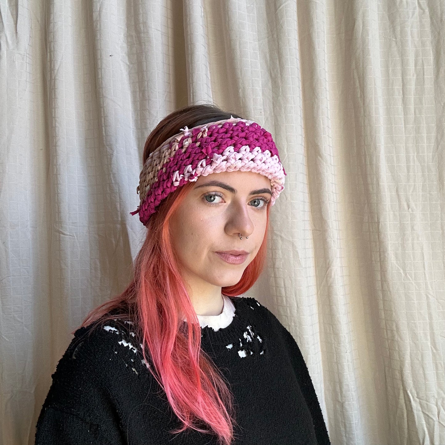 Pink Crocheted Winter Headband