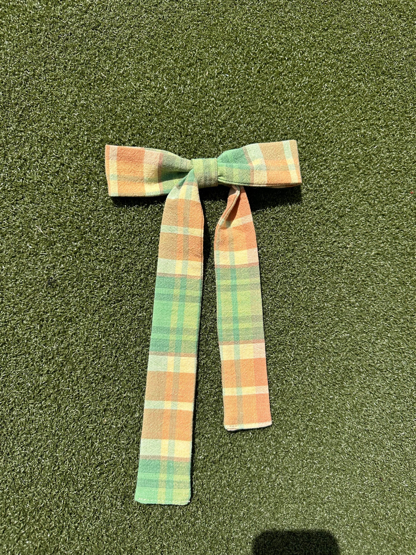 Orange/Green Plaid Bow Clip