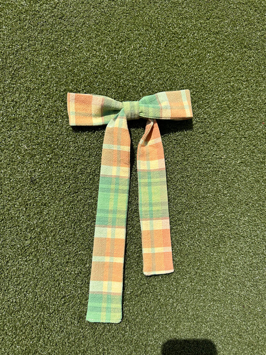 Orange/Green Plaid Bow Clip