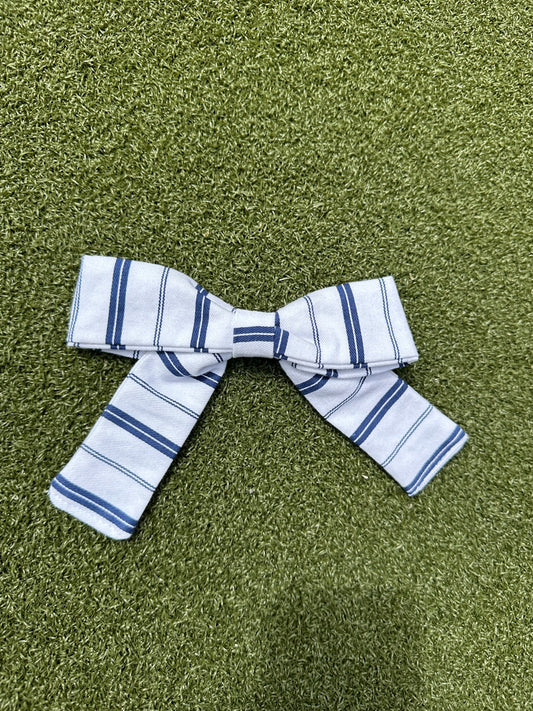 Navy/White Striped Bow Clip