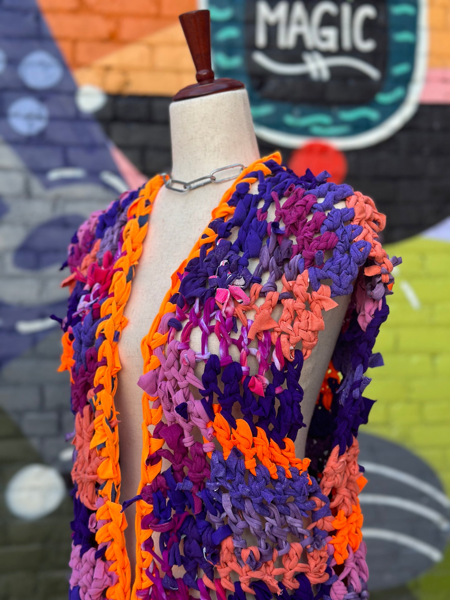 Purple/Orange Crochet Vest