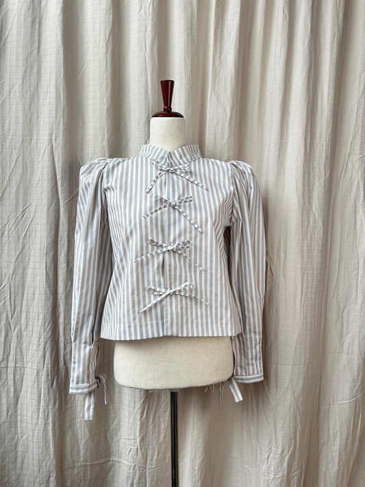 White/Taupe Striped Vivienne Top